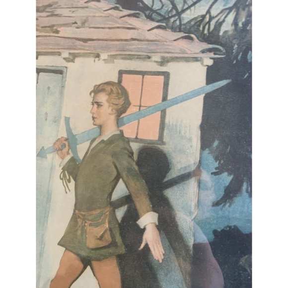 RARE Antique Peter Pan by Charles Buchel Fine Art Colored Lithograph framed - Picture 3 of 11